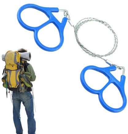 Sierra de alambre, sierra de cable de acero inoxidable de alta resistencia con mango, cuerda de supervivencia, motosierra de mano portátil para actividades al aire libre y camping, perfecta para