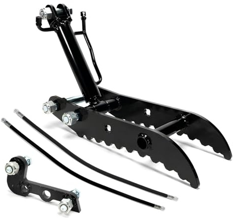 Hiraith Pince Hydraulique pour Excavatrice Robuste, Conception à 3 Trous en Acier au Manganèse avec Support en L, capacité de 800 à 2 500 Kg pour la Manutention de Roches, de Béton et
