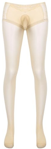 Eandarui Collant da uomo con apertura, trasparente, motivo floreale, lungo, leggings in pizzo, ^, XXL