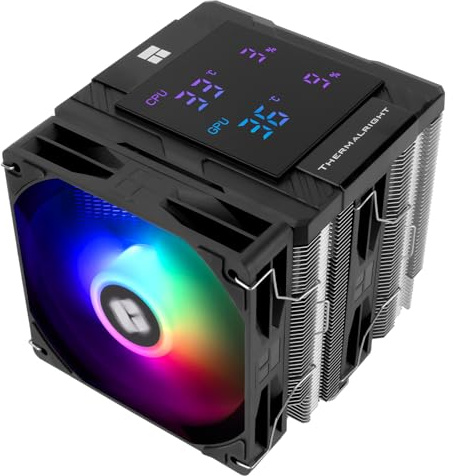 TR-Thermalright Peerless Assassin 120 Digital ARGB Negro Enfriador de CPU de Doble Torre con 6 Heatpipes, Placa de Visualización Digital Cubierta Superior, para AM5/AM4/lga1851/1700