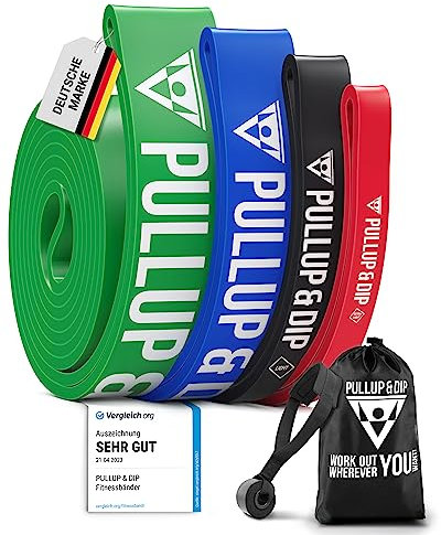PULLUP & DIP Bandes de Résistance Bande Élastique avec Sac, Guide d'exercice et Ancrage de Porte (Sets), Bandes de Traction, Pull-Up, Bande de Fitness pour d'Entraînement, Calisthenics