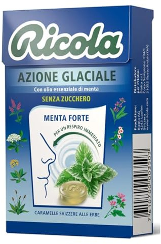 RICOLA GLACIAL ACTION Box med 20 pennfodral - Den starkaste Ricola någonsin med en extra dos mentol