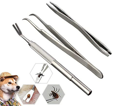 ideanovo Zeckenentferner-Werkzeug-Set, Edelstahl, Zeckenzange für Haustiere, Hunde und Katzen
