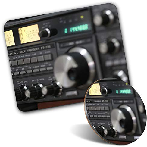 Rectangle Mouse Mat & Round Coaster Set - Amateur Radio Station 20 cm & 9 cm for Computer & Laptop, Office, Gift, Non-slip Base #44076