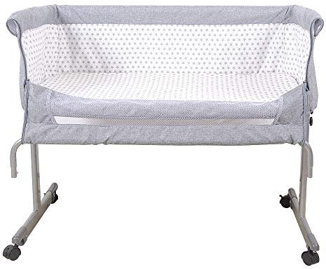 Lit Bébé Cododo, Berceau Cododo Bébé avec Matelas Moelleux et Moustiquaire, Lit Cododo Bebe avec Fonction Pliante et Fixe, Côté Ouvrant et Repliable pour les Bébés de 1 à 36 Mois