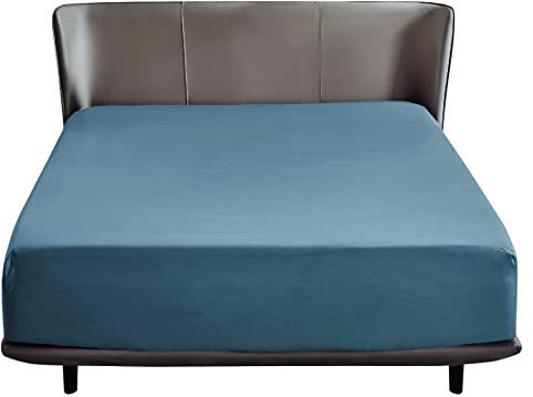 Bedsure Spannbettlaken 160x200cm Boxspringbett Topper - Polyester Mikrofasermaterial Bettlaken 160x200 cm für Matratzenhöhe bis 30 cm, Weiches Spannbetttuch Leintuch, Hellblau
