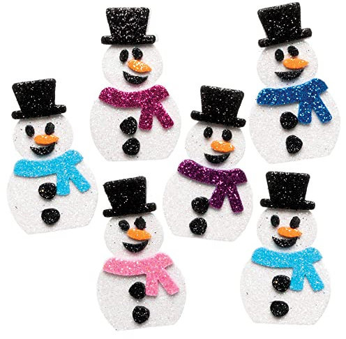 Baker Ross FE950 Adesivi in Gommapiuma con Glitter Pupazzo di Neve - Confezione da 100, Adesivi per Bambini, Ideali per Progetti Artistici e Artigianali, Ottimi per Creare Biglietti e Album di Ricordi