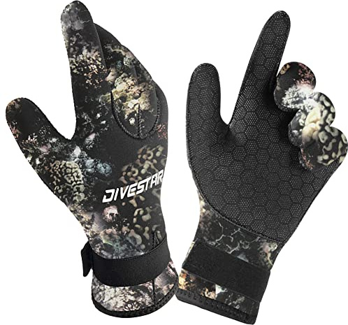 Neoprene Wetsuit Gloves for Men, Women & Kids - 3MM & 5MM Thickness - Anti-Slip, Flexible Dive Gloves for Scuba, Spearfishing, Surfing & More (5mm Camo, L)