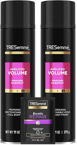 TRESemmé Hairspray, Total Volume, 2-Pack + Keratin Repair Hair Mask – Moisturizing Hair Spray, Anti-Frizz Hair Products (3 Piece Set)