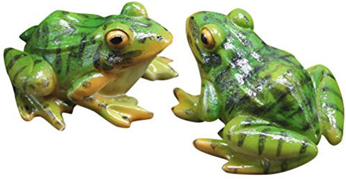 Sewroro 2pcs Mini Frog Statues Miniature Resin Frogs Small Figurine Animal Sculpture Artificial Statue for Garden Yard Micro Fairy Garden Ornament
