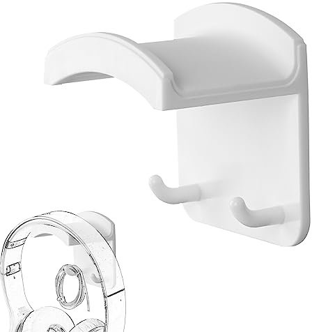 GEEKRIA Gaming Headset Headphone Hook Holder, Headphone Wall Mount Headset Holder, Headsets Hanger Compatible with Bose, SONY, ATH, AKG, JBL, Beats, Razer (White)