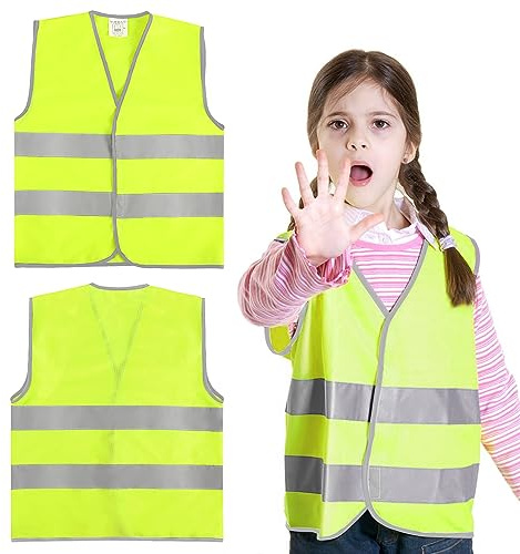 KIPTVO 2PCS Hi Vis Vests for Kids, Kids High Visibility Reflective Vest, High Vis Vests, Strip for Outdoor Running Bicycle Reflective Vest Jacket with Strips for Outdoor(S)