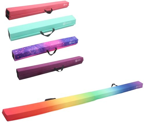 Modern-Depo Folding Foldable Gymnastics Balance Beam Equipment for Kids, Floor Beam Gymnastics for Home/Practice/Therapy, 9.5ft 9.5 FT 113 x 6 Non Slip Walking Beam, Rainbow