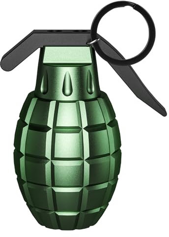 Aufew Tactical Pill Holder, Durable Aluminium Pill Box with Keyring & Carabiner, Portable Waterproof EDC Gadget for Travel, Outdoor, Daily Use (Green)