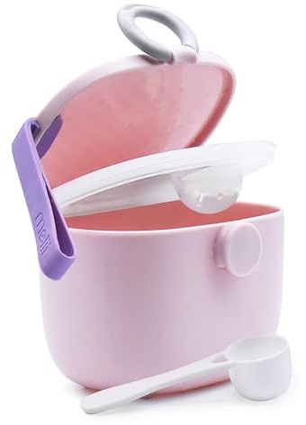 melii Baby Formula Storage Container with Integrated Scoop, Airtight, Leakproof, Portable with Handle, 400ml / 13.5oz Capacity, Pink