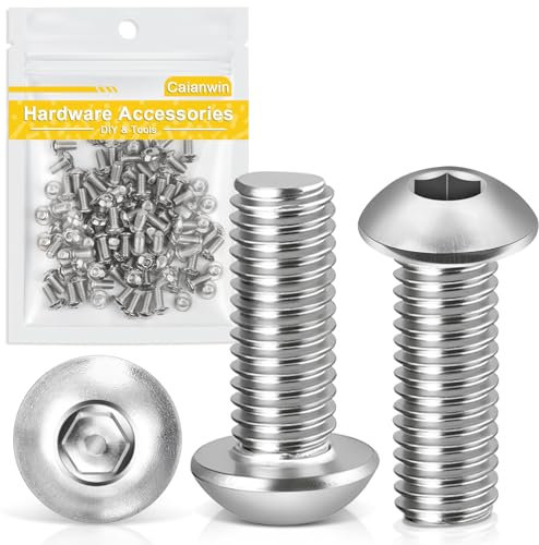 Caianwin M5 x 10 mm 100 pièces vis à tête bombée à six pans creux en acier inoxydable 304 pour l'installation dans les meubles, domaines industriels