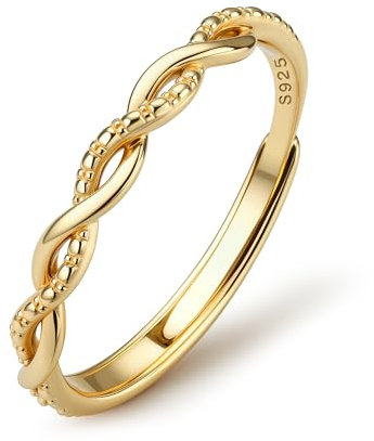 JeweBella Ring Silber 925 Damen Verstellbar Ringe Frauen Stapeln Daumenring Verlobungsring Eheringe Promise Ring Engagement Ringe Fingerring Band Ring Damen Schmuck Gold/Silber/Rosegold