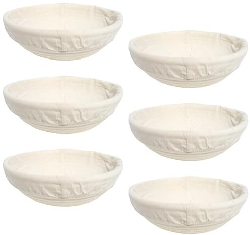 Banneton - Cestini per lievitazione del pane, 6 pezzi, 15,2 cm, per lievitazione impasto, per la produzione di pane a lievitazione naturale, regali per professionisti e panettieri domestici