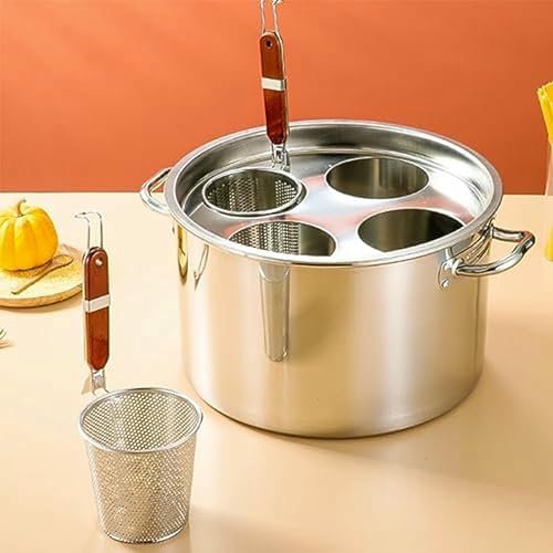 JYBNBBE Pentola per Pasta con Scolapasta E Coperchio, Pentola in Acciaio Inox Resistente, Pentola A Induzione, Pentola per Stufati, Pentola per Pozole, Pentola per Stufati A Fuoco Basso,3 Holes-B