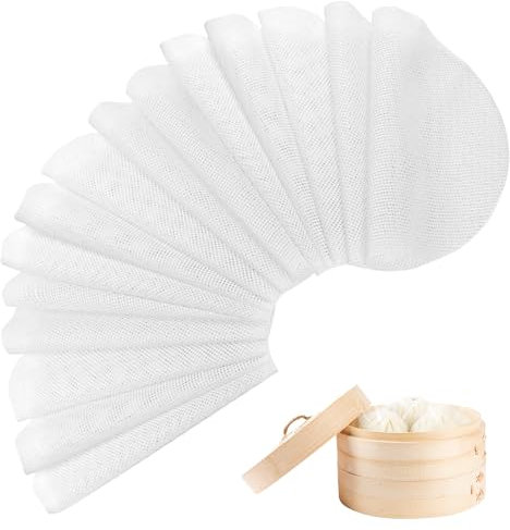 15 Stück Silikon Dämpfer Matte, Antihaft Runde Steamer Pad, Durchmesser: 25cm, Antihaft Runde Dämpfermatten, Wiederverwendbare Dampfgarer Netz,Dampf Netz,Dumplings Matte für Bambusdämpfer Reis Dim Sum