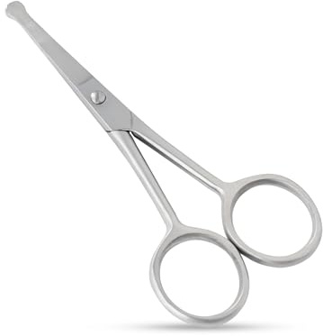 Nose Hair Scissors. Trimming Facial Hair, Eyebrow, Ear Hair, Manicure, Dry Skin. Curved Safety Blades with Rounded Tip. Cutting Shears for Moustaches & Beard – Grooming Scissors for Men and Women