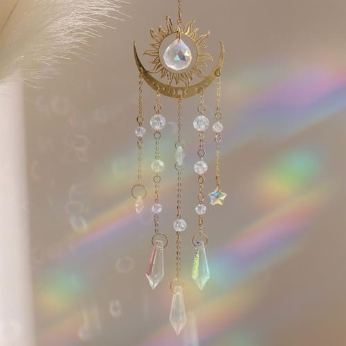 LUMOOM Acchiappasole in cristallo, decorazione per finestre, decorazione da appendere, acchiappasole arcobaleno, cristallo, decorazione per la casa, il giardino, decorazione primaverile da appendere