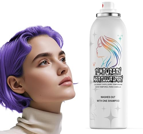 Spray Colorant Capillaire Temporaire Violet - Formule Douce, Lavable et Non Collante | Alternative Instantanée à la Teinture pour Cheveux pour Adultes | Maquillage pour Halloween, Déguisements, 150ml