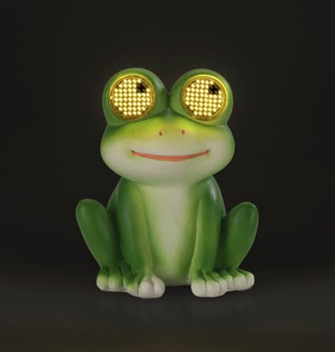 Maximex Figura Solar de jardín de Rana con Ojos LED, Resistente a la Intemperie, decoración Solar para jardín y terraza, con Sensor crepuscular, 11,8 x 13,5 x 9,3 cm, polirresina