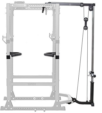 Suprfit Rango LAT Latzug Erweiterung | LAT Attachment | Latzugturm | Rack-Erweiterung | Latzug-Stange | Seilzug | Latzug-Anbauteil für das Suprfit Rango Power Rack | Belastbar bis zu 120 kg | Schwarz