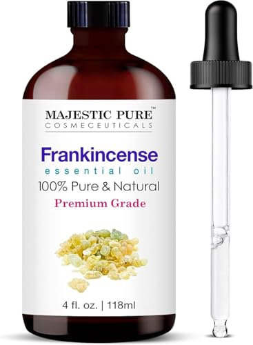 MAJESTIC PURE Frankincense Essential Oil mit Glaspipette | 100% reines und natürliches Weihrauchöl | Hochwertige ätherische Öle für Diffusoren, Haut, Aromatherapie, Massage | 4 Fl Oz