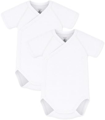 Petit Bateau 54220, Body neonato manica corta (Pacco da 2) Unisex - Bimbi 0-24, Variante 1, 6 mesi