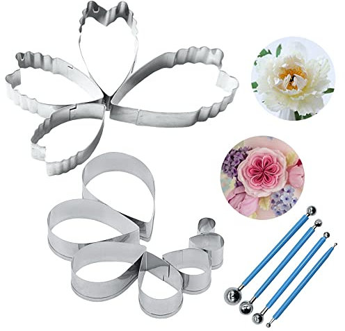 Pamtns Muffa del Fondente del Petalo di Rosa 15 Pezzi In Acciaio Inox Torta del Fondente Della Muffa Taglierina per Fiori di Peonia Taglierina per Petali di Rosa Formine per Biscotti