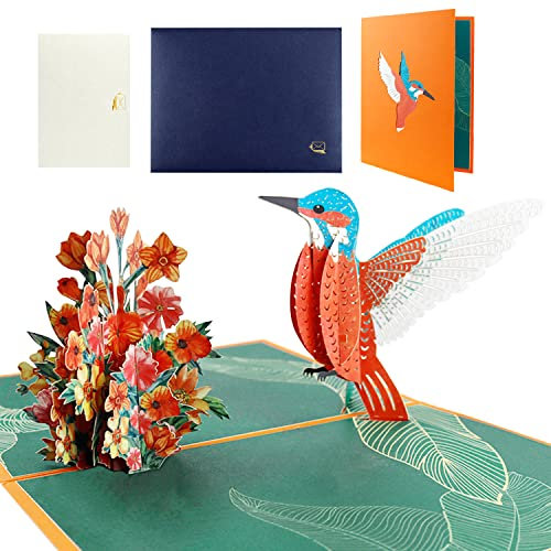 Pop Up Karte Geburtstagskarte mit Umschlag 3D Grußkarten Klappkarte Besondere Geburtstagskarten für Frauen Mama Kinder und Mädchen zum Muttertag, Hochzeit (Schöner Vogel)