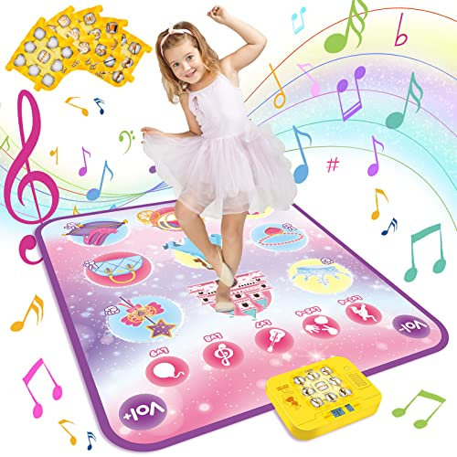 FORMIZON Kindertanzmatten, Tanzmatte Spielzeug für Kinder, Musikmatte mit 5 Spielmodi 3 Herausforderungsstufen und Led-Leuchten, Kindertanzmatten Geburtstagsgeschenk Mädchen ab 3 4 5 6 7+ Jahren