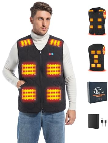 Rrtizan Heated Vest for Men, Waterproof & Windproof, Includes Battery Electric Men Heated Vest for Outdoor Work, Walking dog