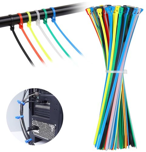 Realjoy 120 Piezas Bridas Plastico, Bridas Para Cables Ajustables, 300 x 5 mm, Resistentes a Los Rayos UV, Bridas de Nailon para Gestión de Cables, Taller, Jardín (6 Colores)