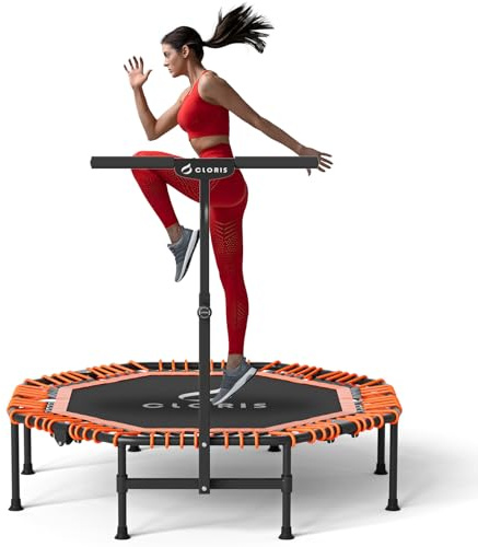 CLORIS 48in Folding Trampoline - Max Load 450lbs Mini Rebounder Fitness Trampoline with Adjustable Foam Handle, with safty Padded Cover Best Gift (48'' Orange)
