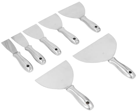 Juego de Espátulas para Masilla, 7 Piezas de Espátula de Acero Inoxidable, Kit de Herramientas Manuales Resistentes para Paneles de Yeso, Orificio para Colgar para Raspar Pintura
