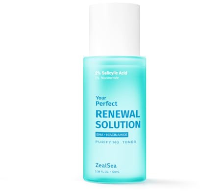 ZealSea Salicylic Acid Toner, Blackhead Remover, BHA Liquid Exfoliant (CICA, 3.38OZ, Travel Size), Pore Minimizer for Face, Gentle Alcohol Free BHA Toner for All Skin with Niacinamide, Redness Relief