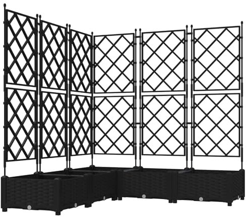 vidaXL Macetero de Jardín 5 pcs Negro 120 x 120 x 125,5 cm Acero, Jardín y Terraza, Maceta de Acero Moderna, Resistente al Clima, Contenedor Duradero para Plantas, Decoración de Patio
