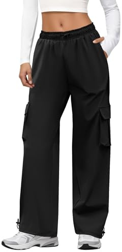 DLOODA Cargo Pants Women Quick Dry Parachute Hiking Pants with Pockets