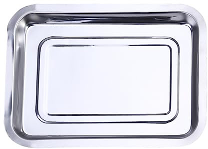 HOLIDYOYO placa de parrilla Lámina interior sartén para asar servicio porción rectangular sartenes bandeja para empanar miga Kuchenblech tablero de barbacoa bandeja de acero inoxidable Plata