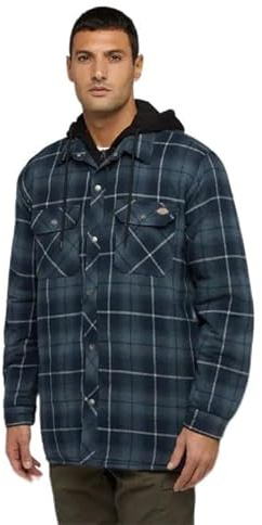 Dickies Camicia in Flanella con Cappuccio Jack Relaxed Navy Scuro, Blu Marino Scuro, XL
