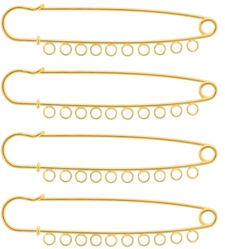 Angoily 4 broches de metal de piezas con trabillas, imperdibles de seguridad estables para joyas DIY, versátiles agujas de broche para manualidades, pasadores de metal duraderos para ropa, bufandas