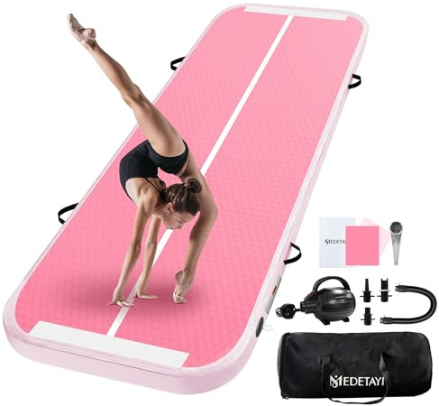 UrbanLuxe Tapis de Gymnastique Air Tumble Track, Tapis de Gymnastique Gonflable pour Tumbling 6,6ft 10ft 13ft 16ft 20ft/10cm Air Tumble Track, Pour Usage Familial/Yoga/Eau/Danse – 3m, Rose