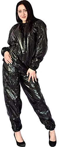 Honeylust - Gummig weicher Saunaanzug aus Vinyl in Gr. M-L - Schwitzanzug mit Hose + Oberteil - Hotsuit Schweißanzug - luftundurchlässig Sportanzug
