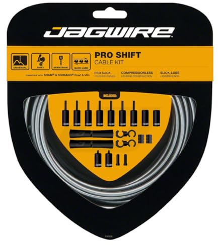 Jagwire – Universellt växlingsset 2 x Pro | för racercykel, MTN och Gravel | kompatibel med SRAM och Shimano, polerat rostfritt stål, 10 färgalternativ