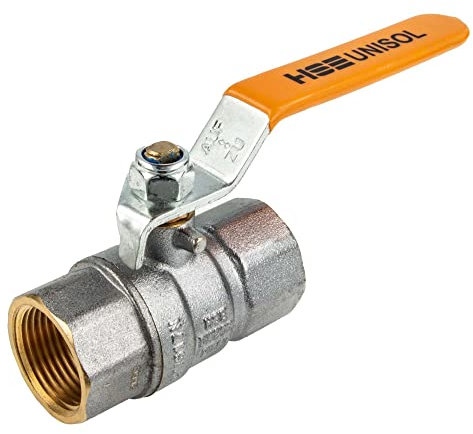 Hermann Schmidt HSE UNISOL Solarkugelhahn Typ 1610, 1/2 Zoll IGxIG, Messing verchromt, Kugelhahn, Solarventil, orange