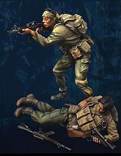 Risjc 1:35 Vietnamkrieg Resin Soldatenmodell (2 Personen) unbemalt und unmontiert Miniaturmodellbausatz/R19311