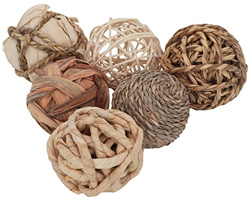 Kesywale Set di 6 palline decorative per centrotavola e ciotole, 7,1 cm, palline assortite in vimini di rattan, sfere, riempitivi per vasi, decorazione per la casa e la tavola